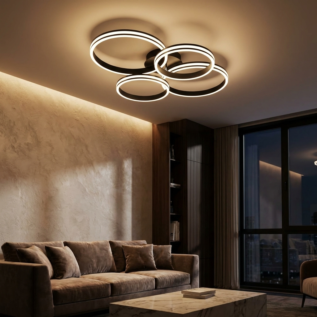 Modern Black Metal Chandelier Ceiling Light lifestyle image - Higgsfield lux20v1 - a15