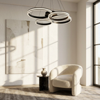 Modern Black Metal Chandelier Ceiling Light lifestyle image - Higgsfield lux20v1 - a16