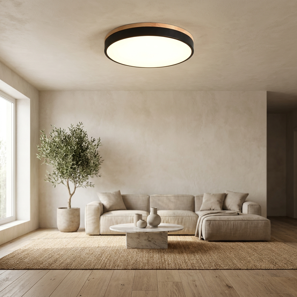 Nordic LED Round Flush Acrylic Minimalist Ceiling Light lifestyle image - Higgsfield lux20v1 - a17