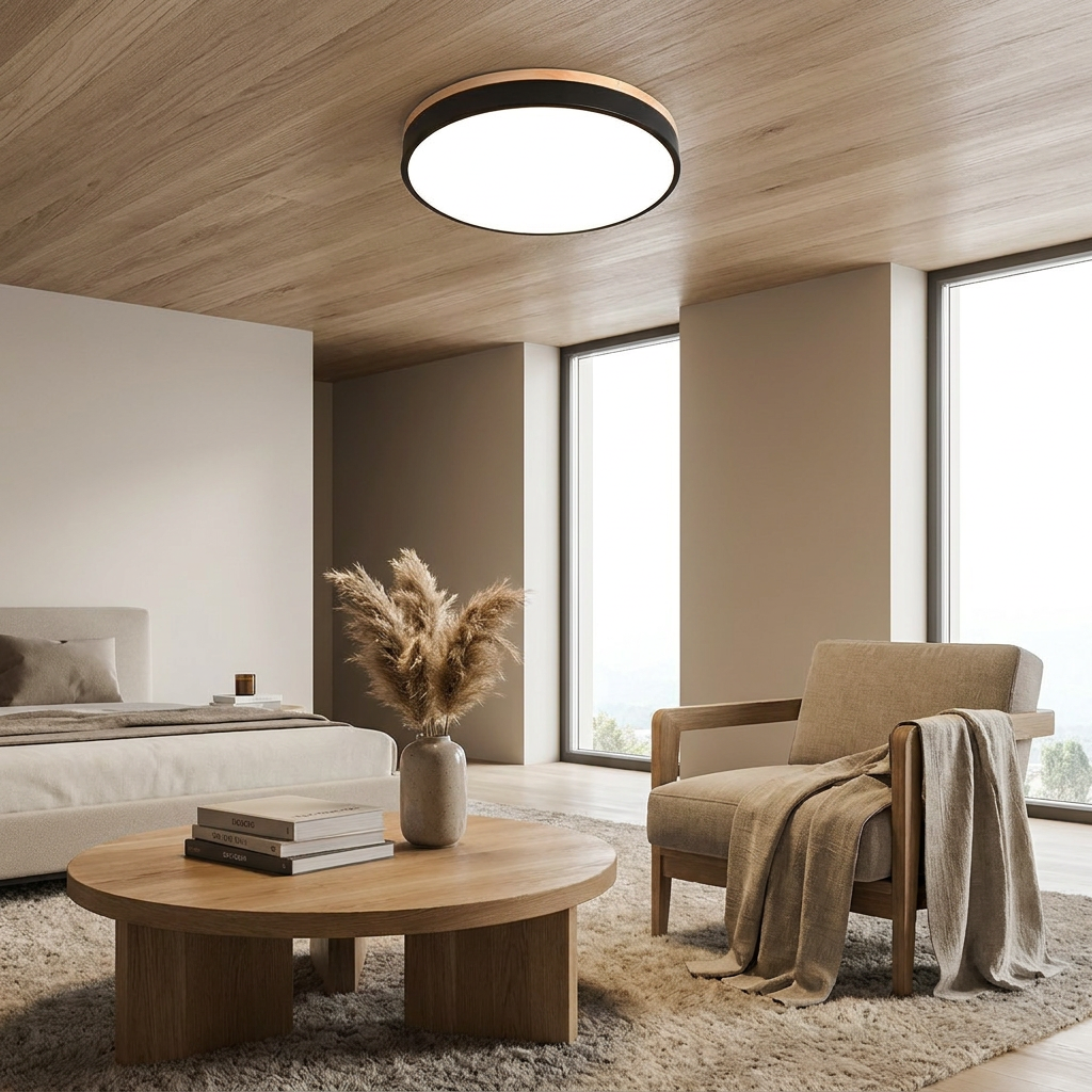 Nordic LED Round Flush Acrylic Minimalist Ceiling Light lifestyle image - Higgsfield lux20v1 - a19