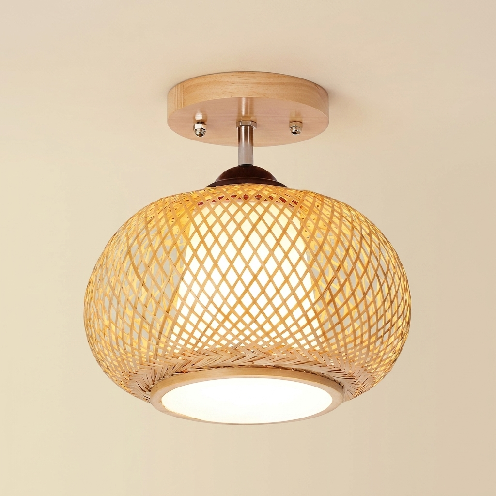 Muto Handmade Rattan Ceiling Light lifestyle image - Higgsfield lux20v1 - a1