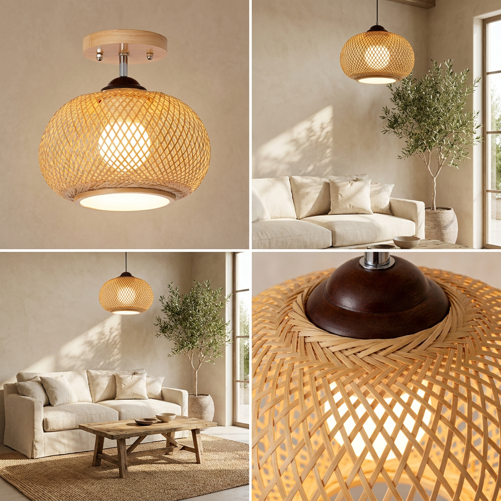 Muto Handmade Rattan Ceiling Light lifestyle image - Higgsfield lux20v1 - a3