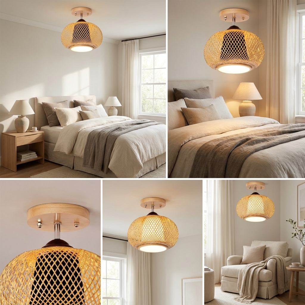 Muto Handmade Rattan Ceiling Light lifestyle image - Higgsfield lux20v1 - a8