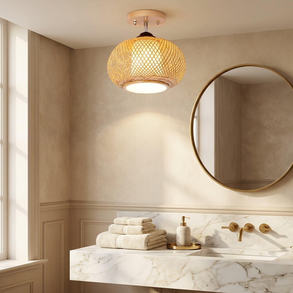 Muto Handmade Rattan Ceiling Light lifestyle image - Higgsfield lux20v1 - a12