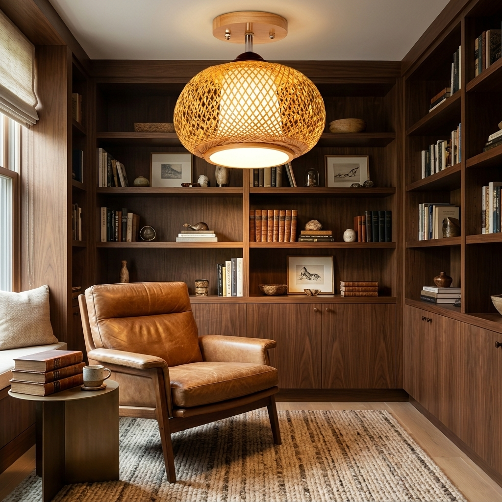 Muto Handmade Rattan Ceiling Light lifestyle image - Higgsfield lux20v1 - a13