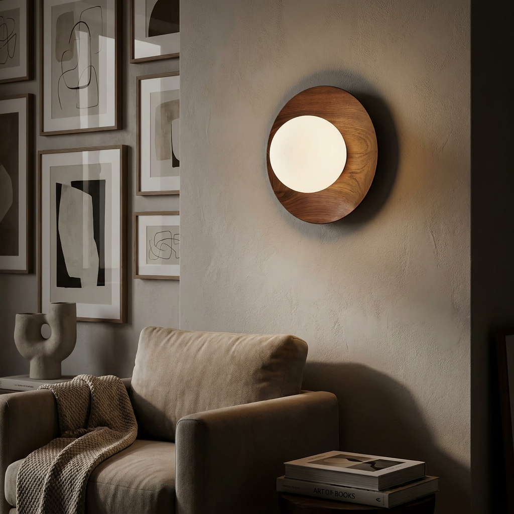 Nordic Minimalist Natural Wood LED Wall Light lifestyle image - Higgsfield lux20v1 - a6