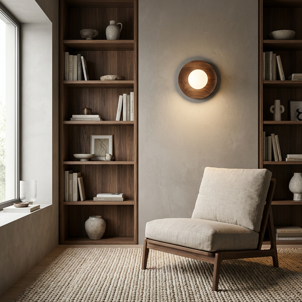 Nordic Minimalist Natural Wood LED Wall Light lifestyle image - Higgsfield lux20v1 - a13