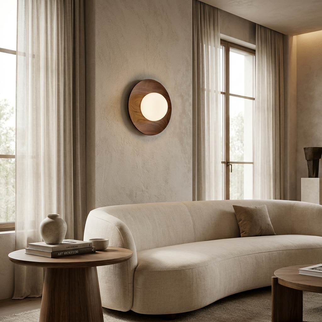 Nordic Minimalist Natural Wood LED Wall Light lifestyle image - Higgsfield lux20v1 - a14