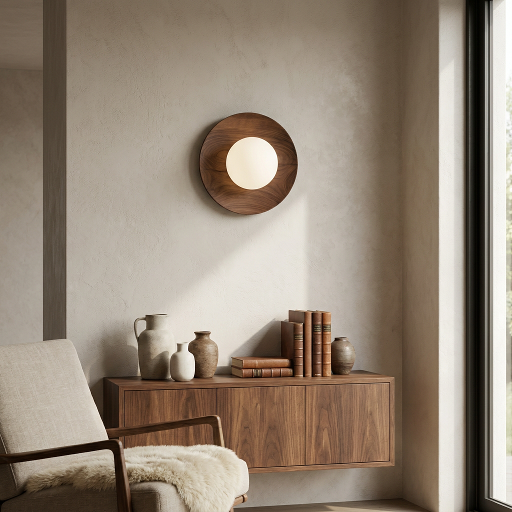 Nordic Minimalist Natural Wood LED Wall Light lifestyle image - Higgsfield lux20v1 - a19