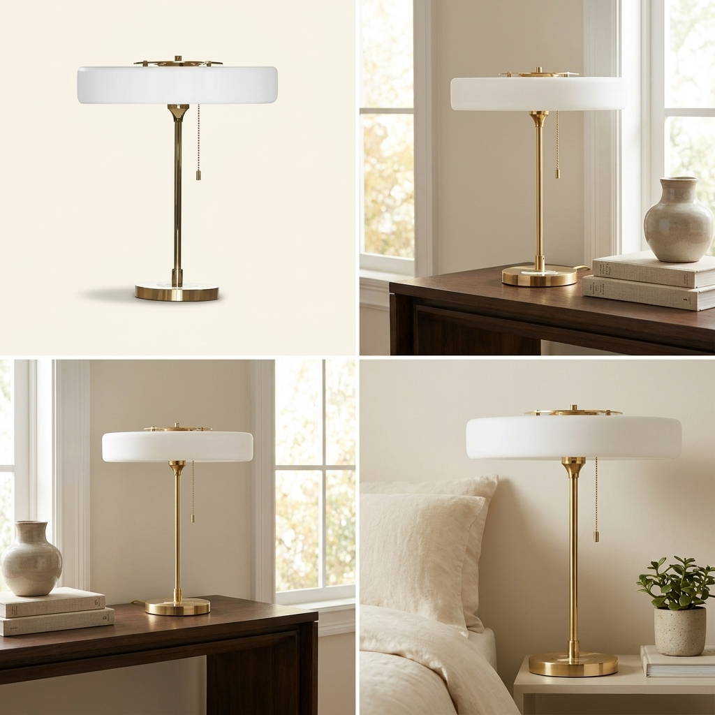Radiant Tower of Light Minimalist Metal Table Lamp lifestyle image - Higgsfield lux20v1 - hero