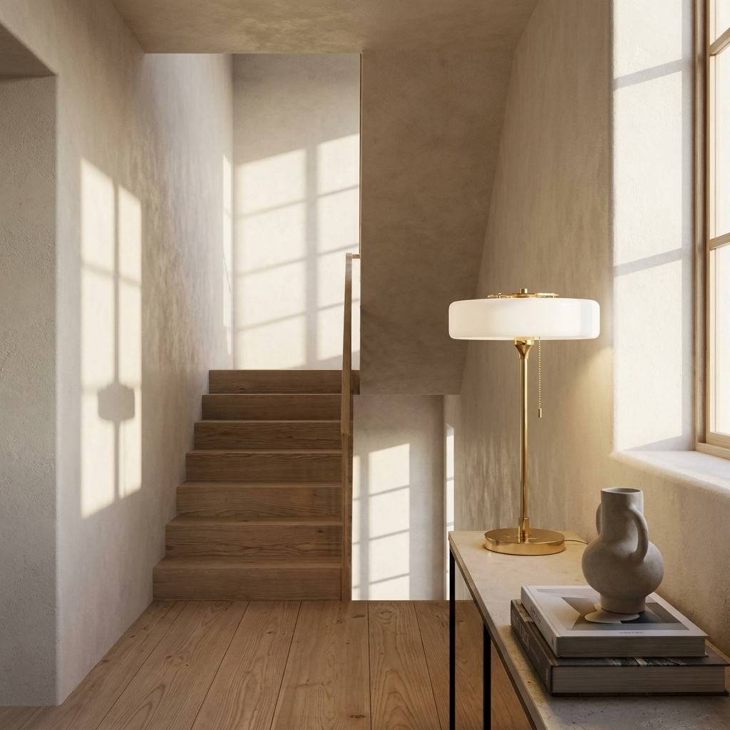 Radiant Tower of Light Minimalist Metal Table Lamp lifestyle image - Higgsfield lux20v1 - a11