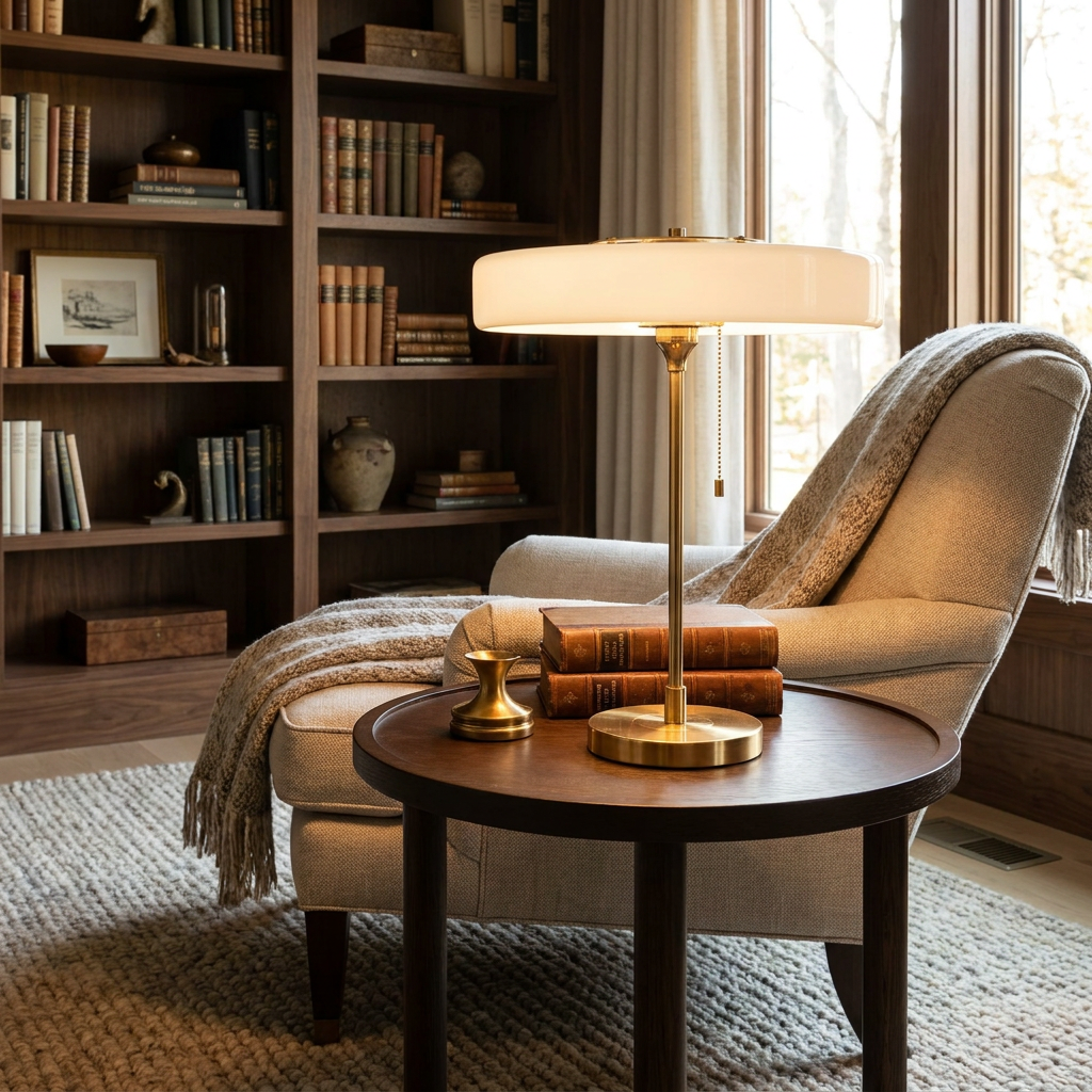 Radiant Tower of Light Minimalist Metal Table Lamp lifestyle image - Higgsfield lux20v1 - a13