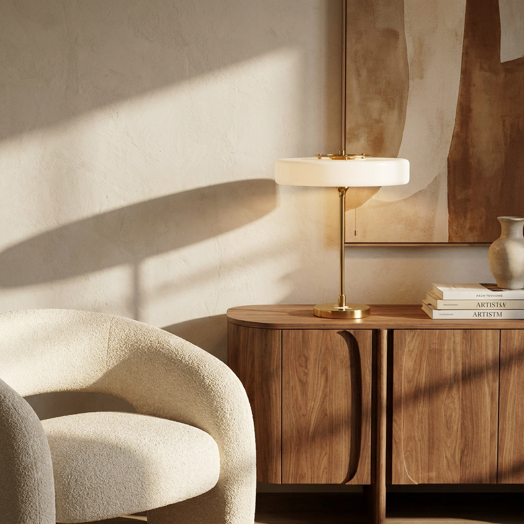 Radiant Tower of Light Minimalist Metal Table Lamp lifestyle image - Higgsfield lux20v1 - a16