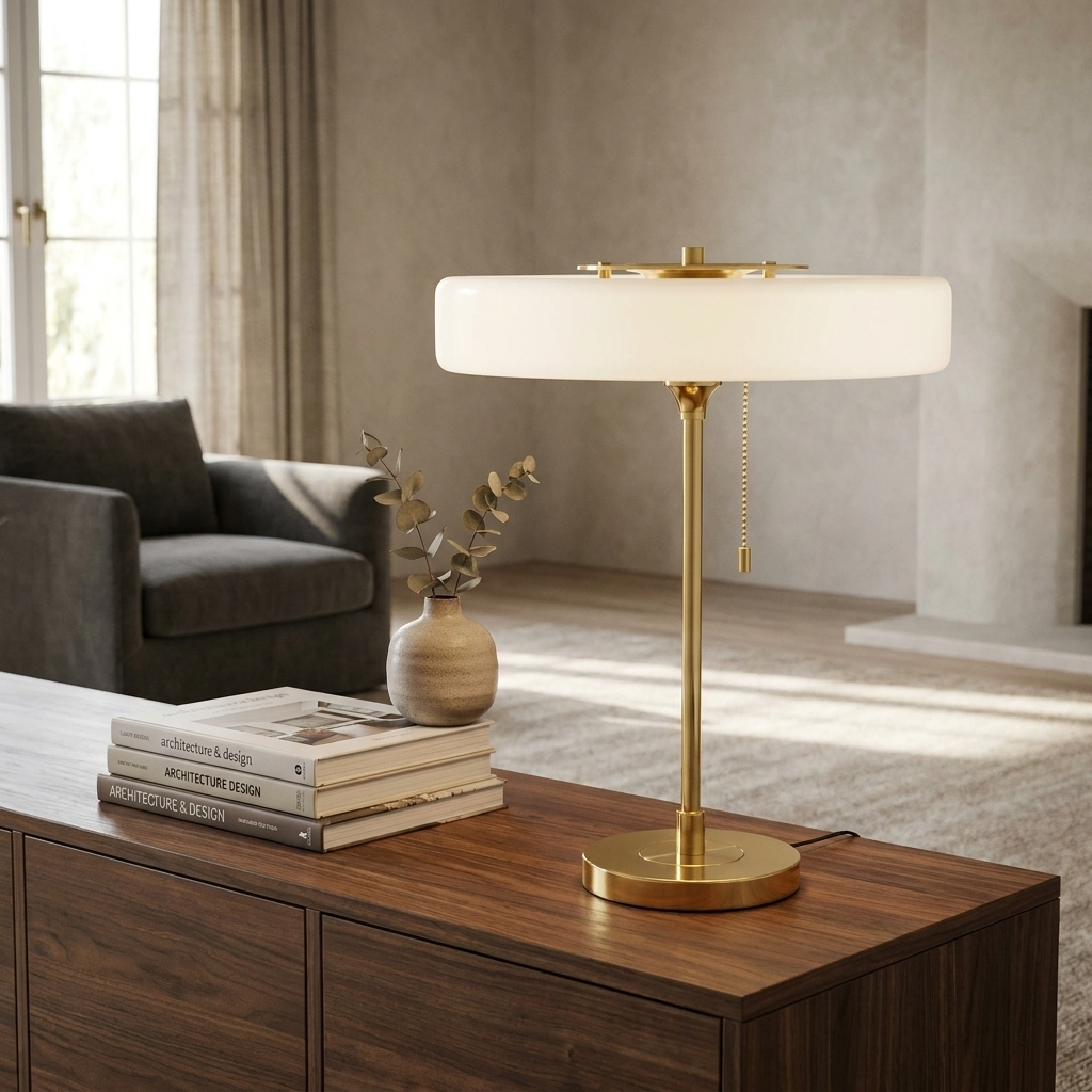 Radiant Tower of Light Minimalist Metal Table Lamp lifestyle image - Higgsfield lux20v1 - a19