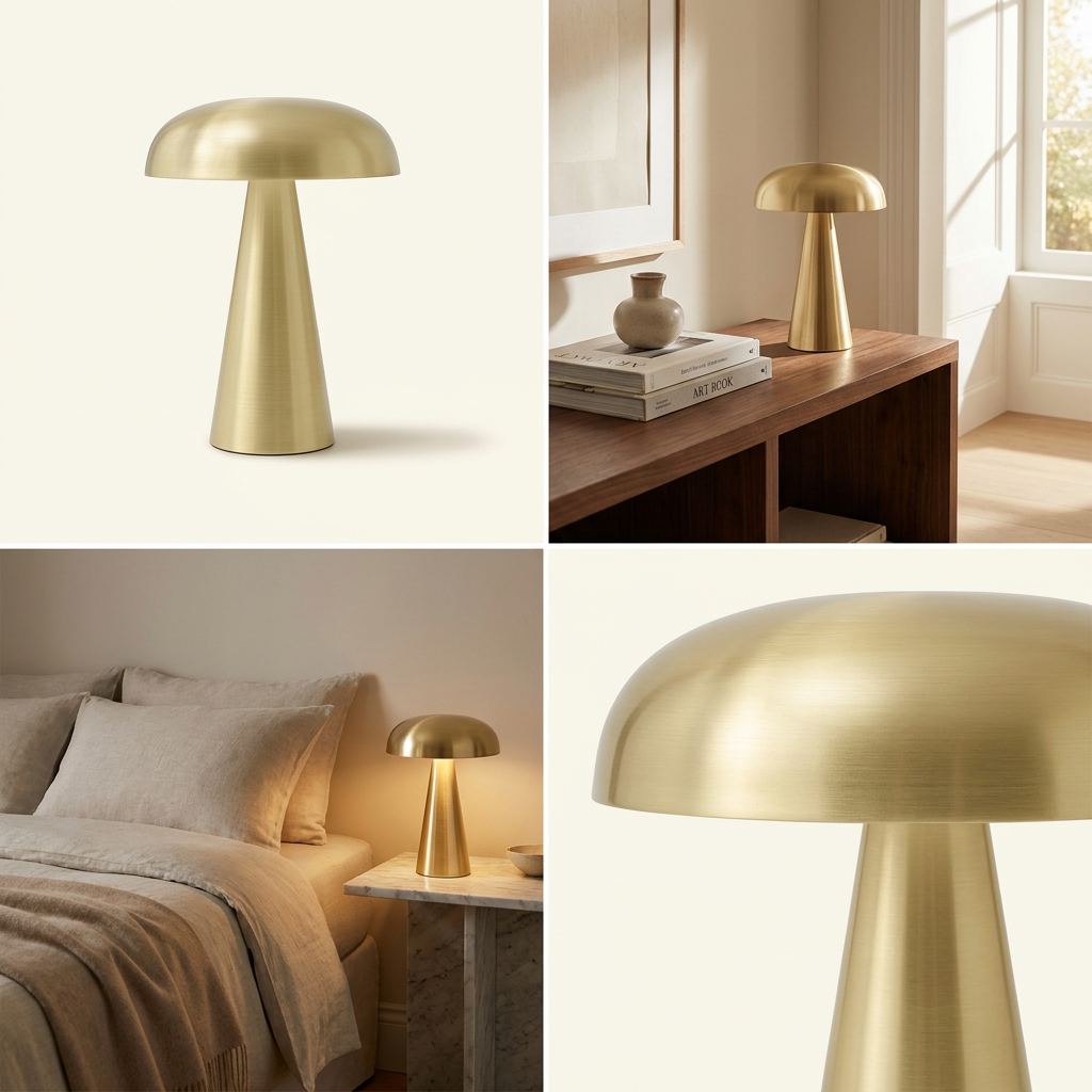 The Enchanted Amanita Wireless Table Lamp lifestyle image - Higgsfield lux20v1 - hero