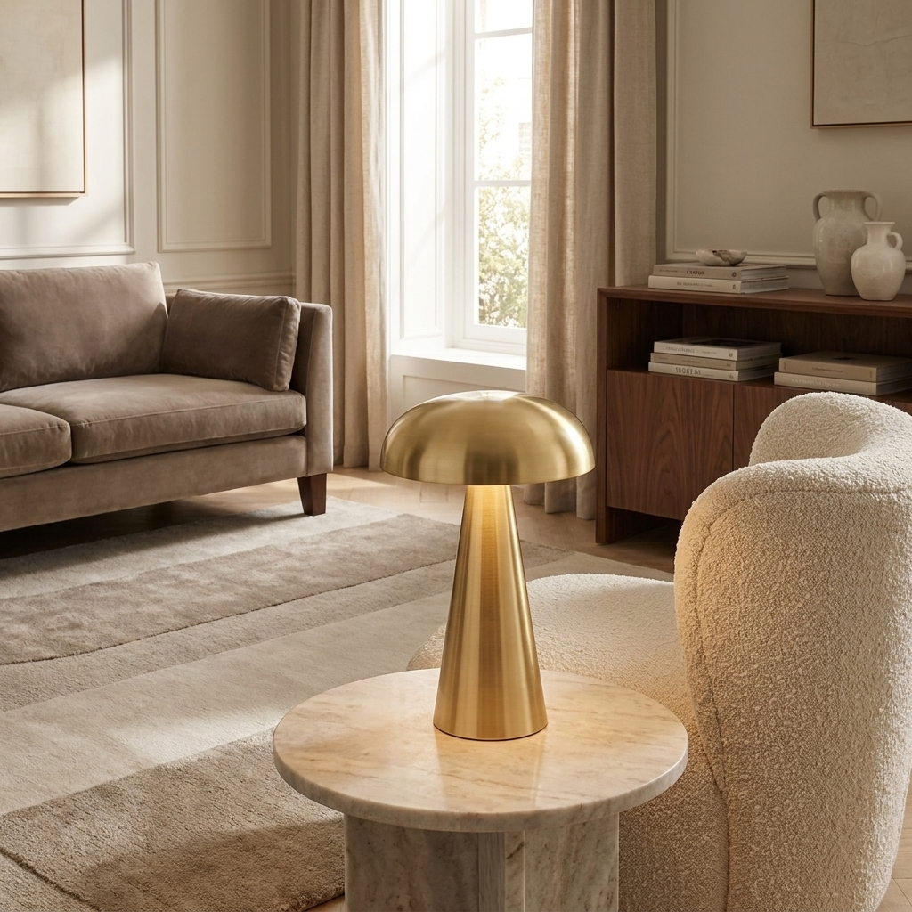 The Enchanted Amanita Wireless Table Lamp lifestyle image - Higgsfield lux20v1 - a14