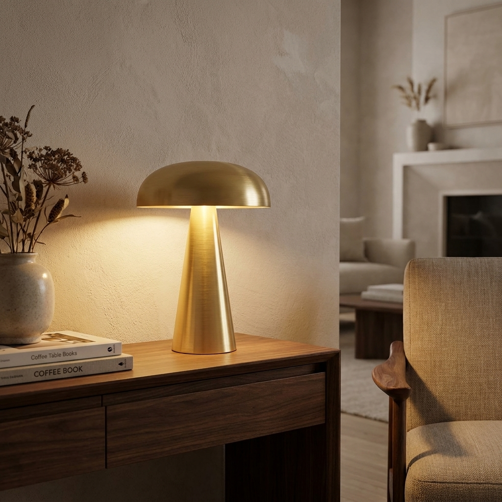 The Enchanted Amanita Wireless Table Lamp lifestyle image - Higgsfield lux20v1 - a15