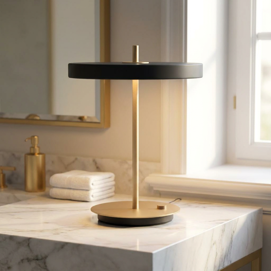 Golden Ray Elegance Wireless Table Lamp lifestyle image - Higgsfield lux20v1 - a12