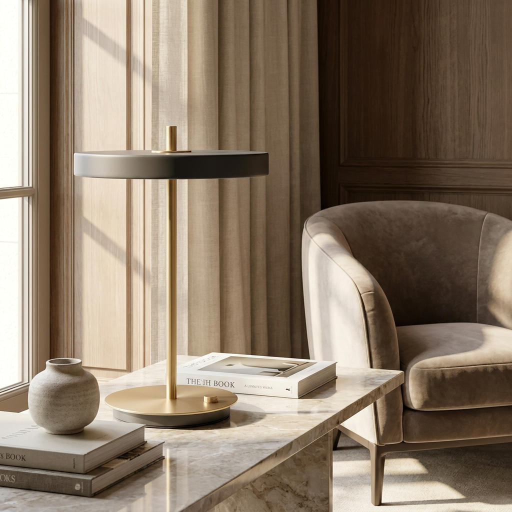 Golden Ray Elegance Wireless Table Lamp lifestyle image - Higgsfield lux20v1 - a14