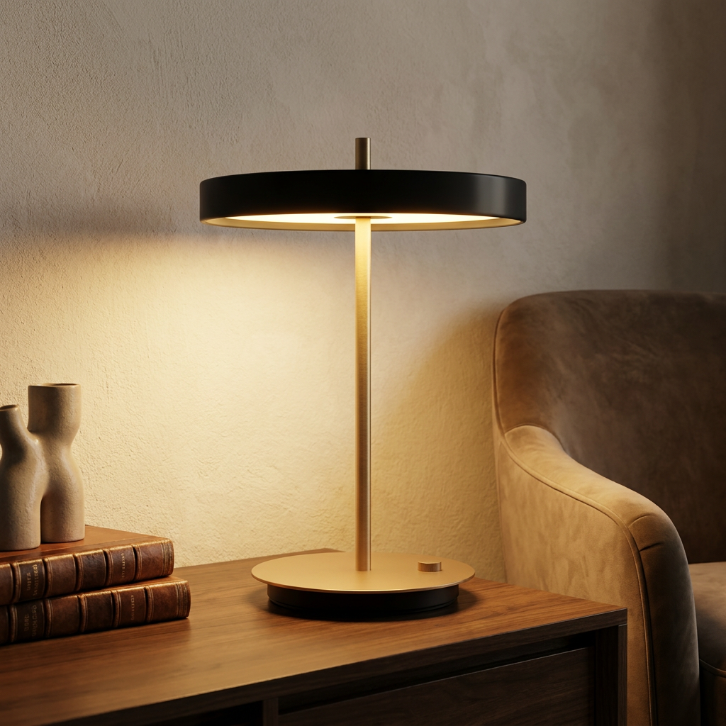 Golden Ray Elegance Wireless Table Lamp lifestyle image - Higgsfield lux20v1 - a15