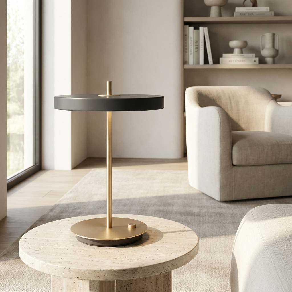 Golden Ray Elegance Wireless Table Lamp lifestyle image - Higgsfield lux20v1 - a17