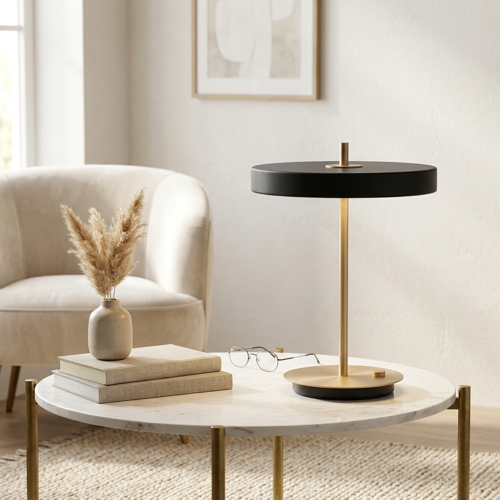 Golden Ray Elegance Wireless Table Lamp lifestyle image - Higgsfield lux20v1 - a19