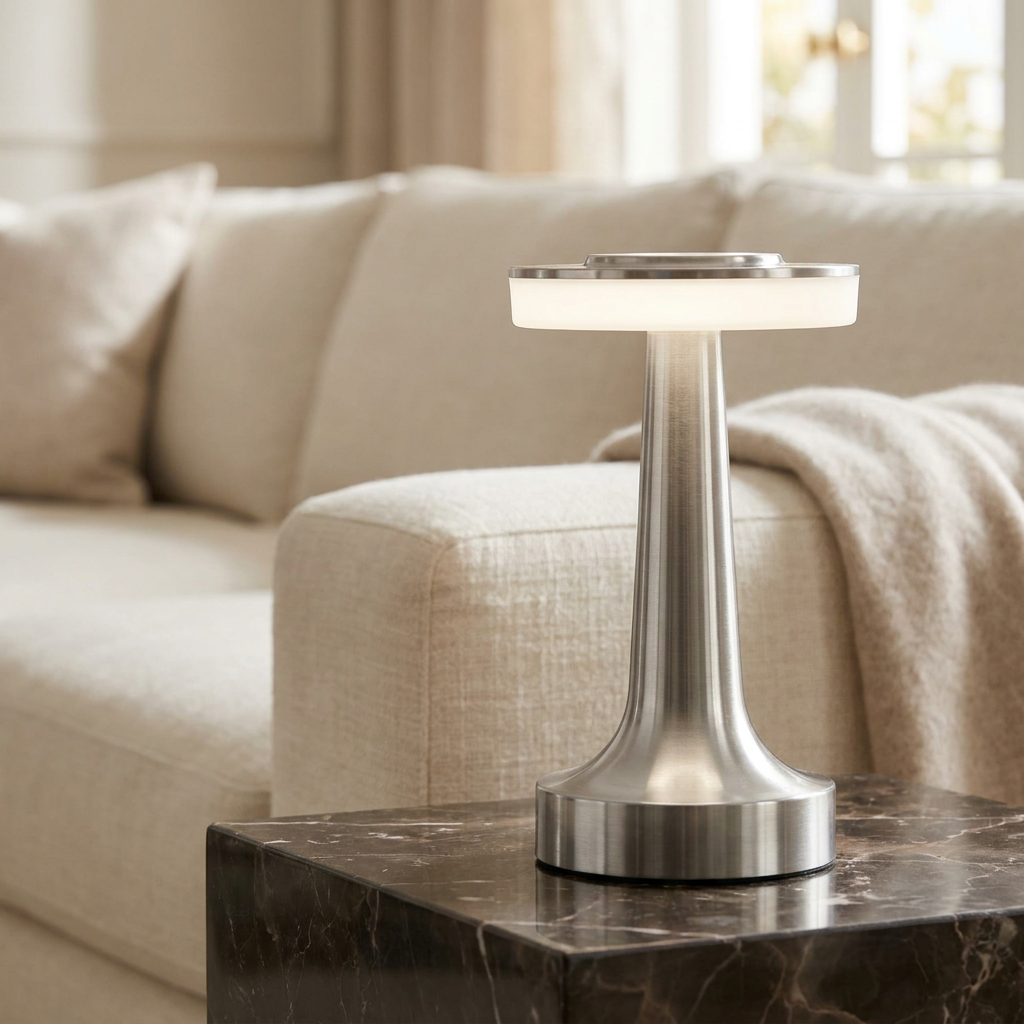 The Modern Radiance Wireless Table Lamp lifestyle image - Higgsfield lux20v1 - a4