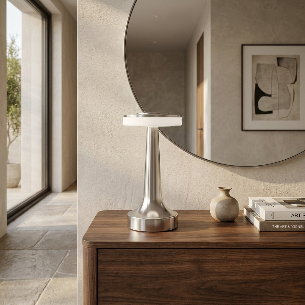 The Modern Radiance Wireless Table Lamp lifestyle image - Higgsfield lux20v1 - a9