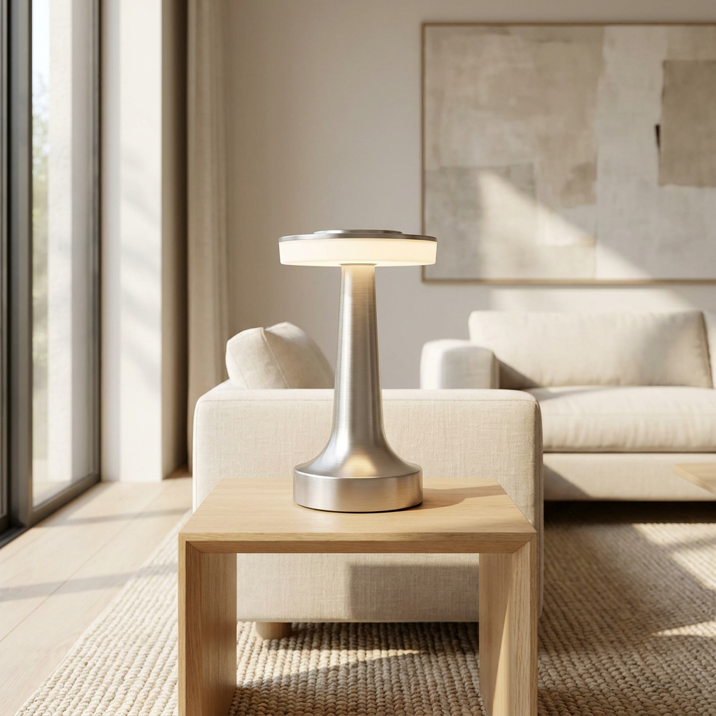 The Modern Radiance Wireless Table Lamp lifestyle image - Higgsfield lux20v1 - a17