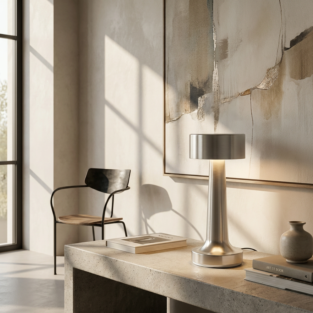 The Wireless Copper Pillar lifestyle image - Higgsfield lux20v1 - a16