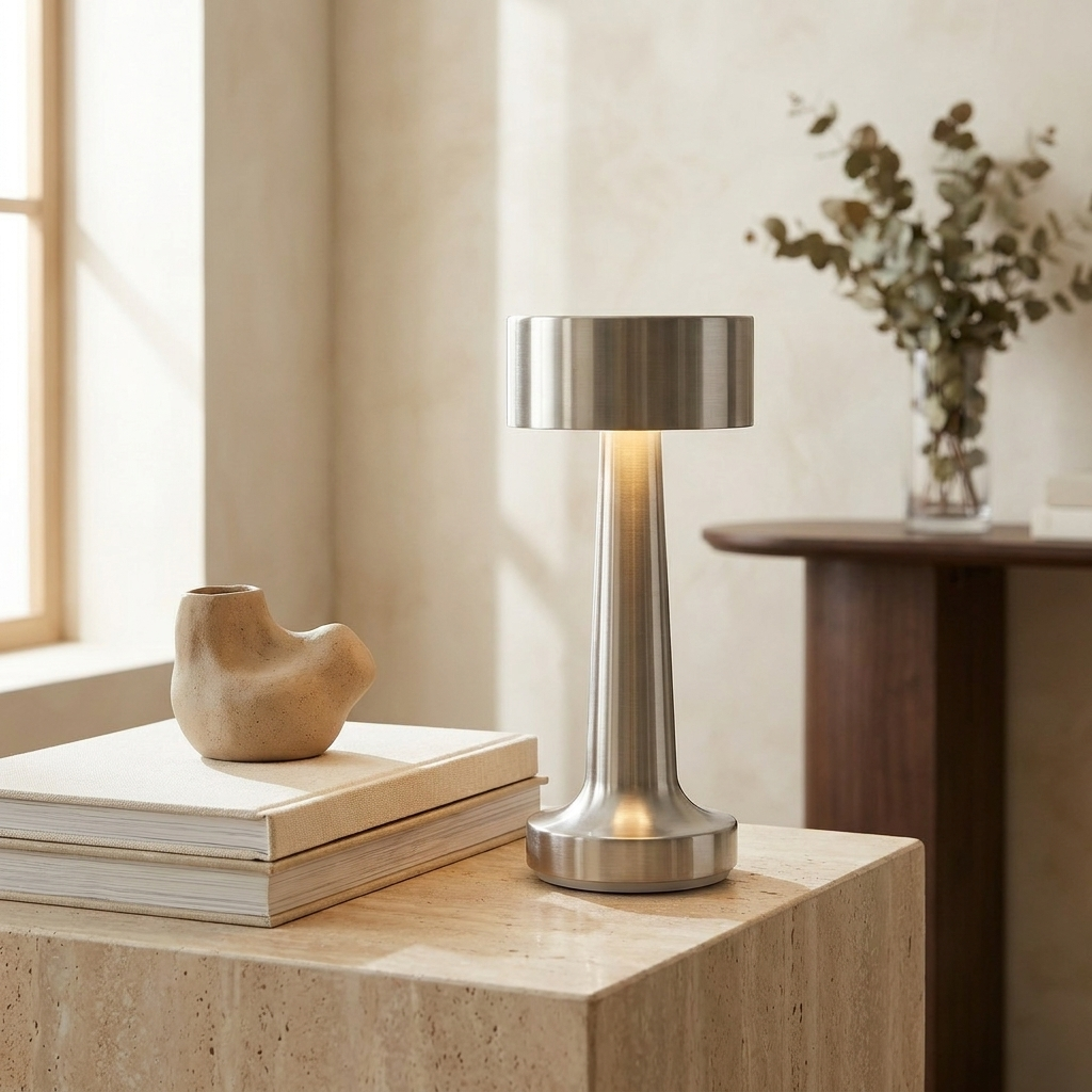 The Wireless Copper Pillar lifestyle image - Higgsfield lux20v1 - a19