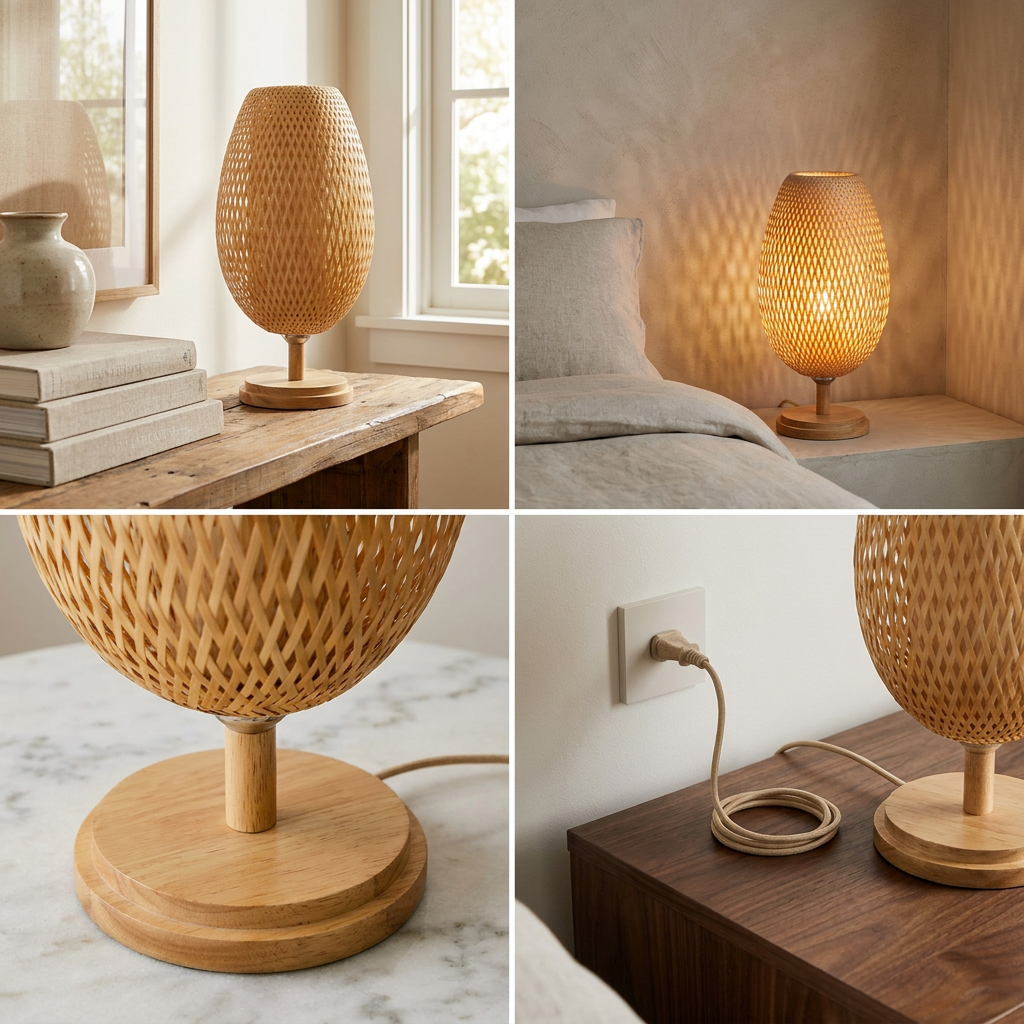 Handcrafted Sustainable Bamboo Table Lamp lifestyle image - Higgsfield lux20v1 - a4