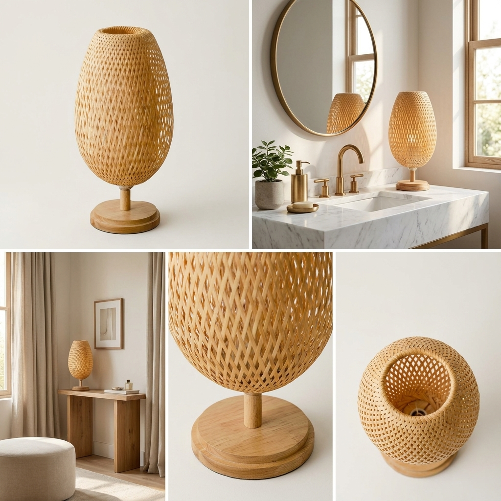 Handcrafted Sustainable Bamboo Table Lamp lifestyle image - Higgsfield lux20v1 - a12