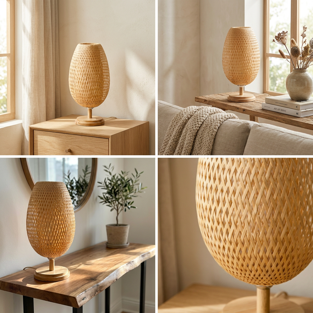 Handcrafted Sustainable Bamboo Table Lamp lifestyle image - Higgsfield lux20v1 - a18