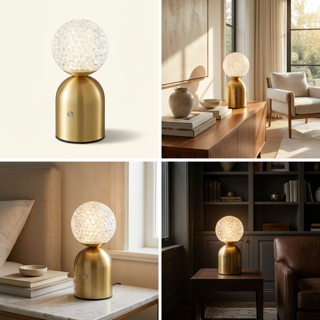 Emerald Veil Elegance Wireless Table Lamp lifestyle image - Higgsfield lux20v1 - hero