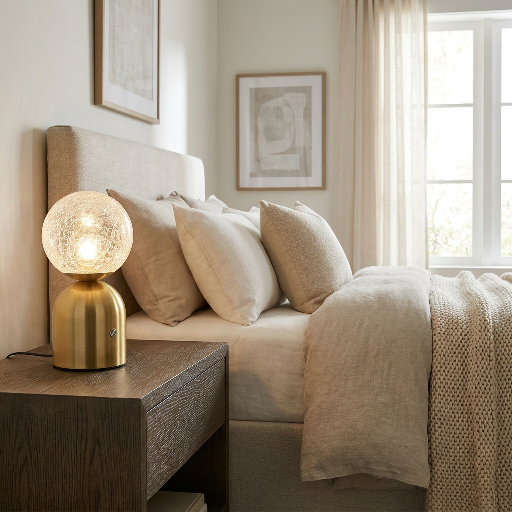 Emerald Veil Elegance Wireless Table Lamp lifestyle image - Higgsfield lux20v1 - a8