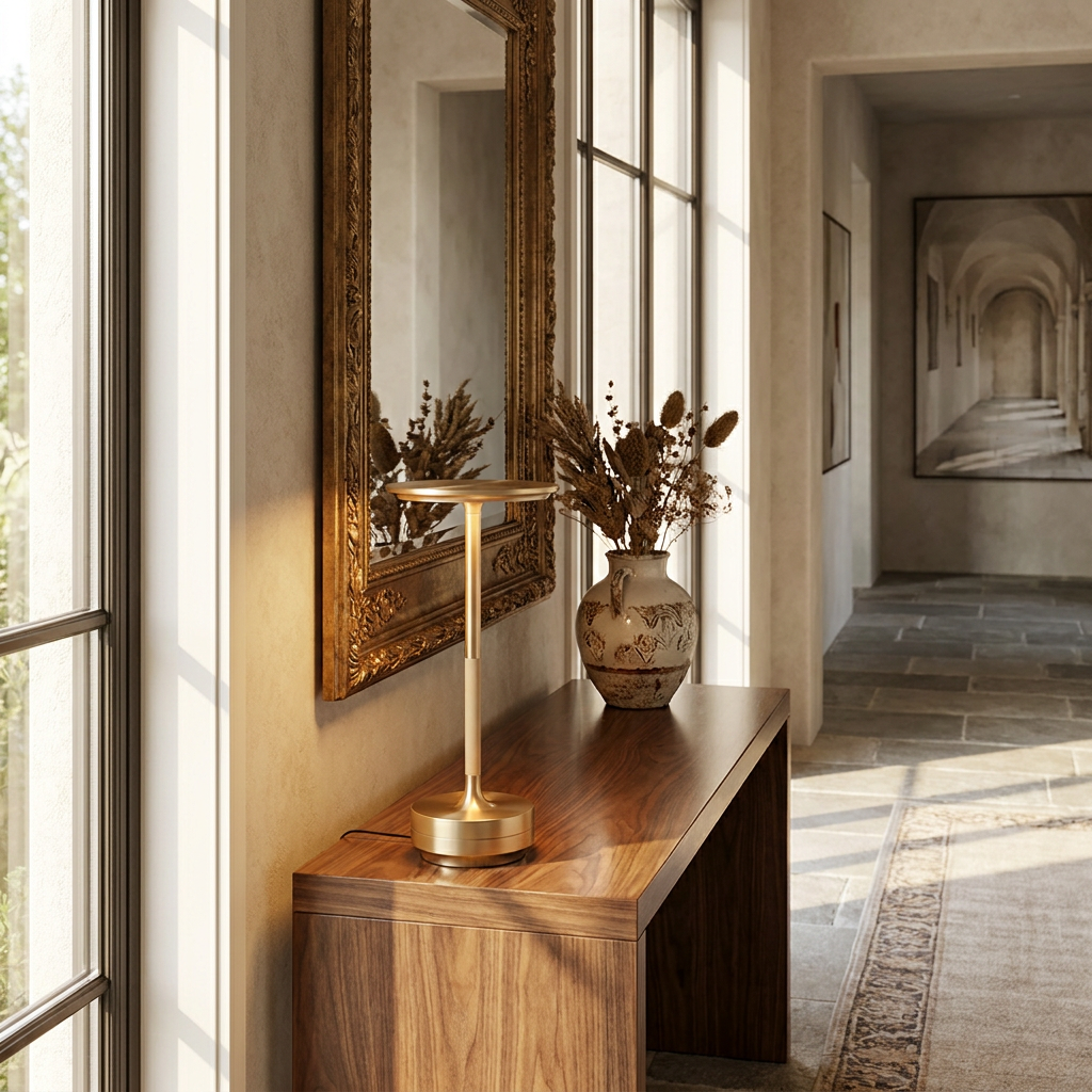 Savoy Elegance Wireless Table Lamp lifestyle image - Higgsfield lux20v1 - a9