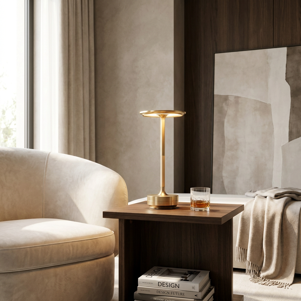 Savoy Elegance Wireless Table Lamp lifestyle image - Higgsfield lux20v1 - a14