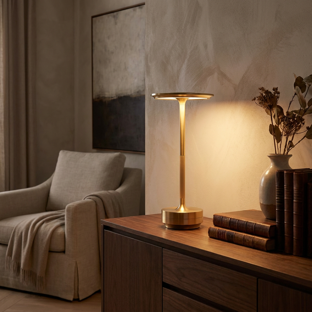 Savoy Elegance Wireless Table Lamp lifestyle image - Higgsfield lux20v1 - a15