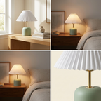 Tide Burst Ceramic Table Lamp with Fabric Shade lifestyle image - Higgsfield lux20v1 - hero