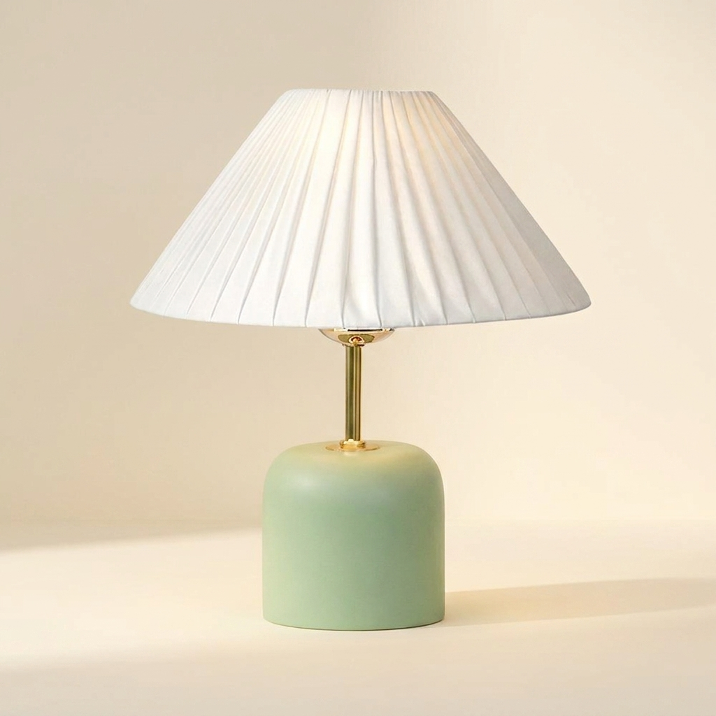 Tide Burst Ceramic Table Lamp with Fabric Shade lifestyle image - Higgsfield lux20v1 - a1