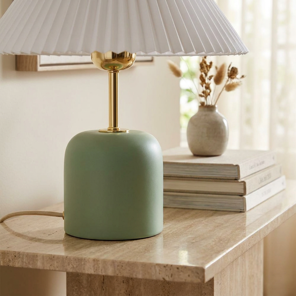 Tide Burst Ceramic Table Lamp with Fabric Shade lifestyle image - Higgsfield lux20v1 - a4