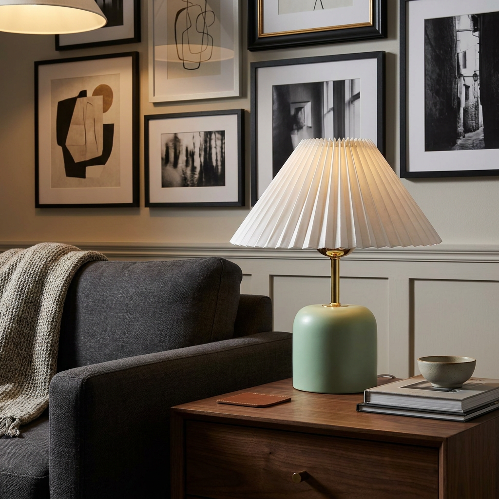 Tide Burst Ceramic Table Lamp with Fabric Shade lifestyle image - Higgsfield lux20v1 - a6