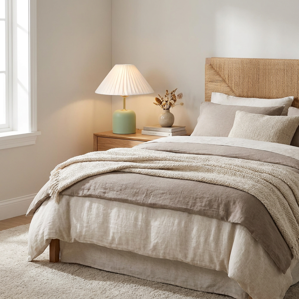 Tide Burst Ceramic Table Lamp with Fabric Shade lifestyle image - Higgsfield lux20v1 - a8