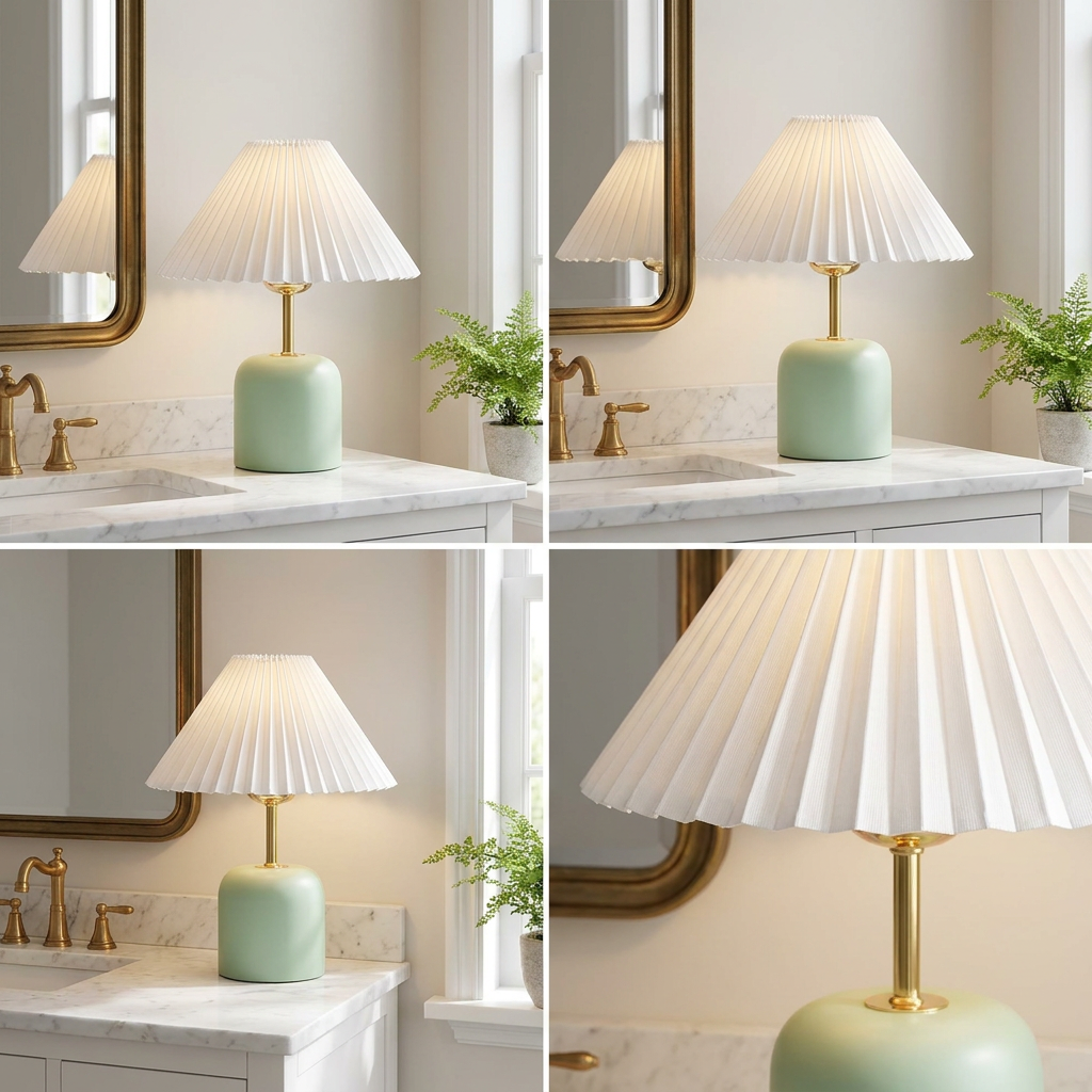 Tide Burst Ceramic Table Lamp with Fabric Shade lifestyle image - Higgsfield lux20v1 - a12