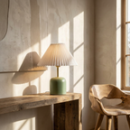 Tide Burst Ceramic Table Lamp with Fabric Shade lifestyle image - Higgsfield lux20v1 - a16