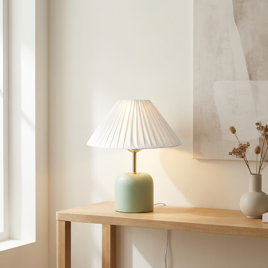 Tide Burst Ceramic Table Lamp with Fabric Shade lifestyle image - Higgsfield lux20v1 - a17