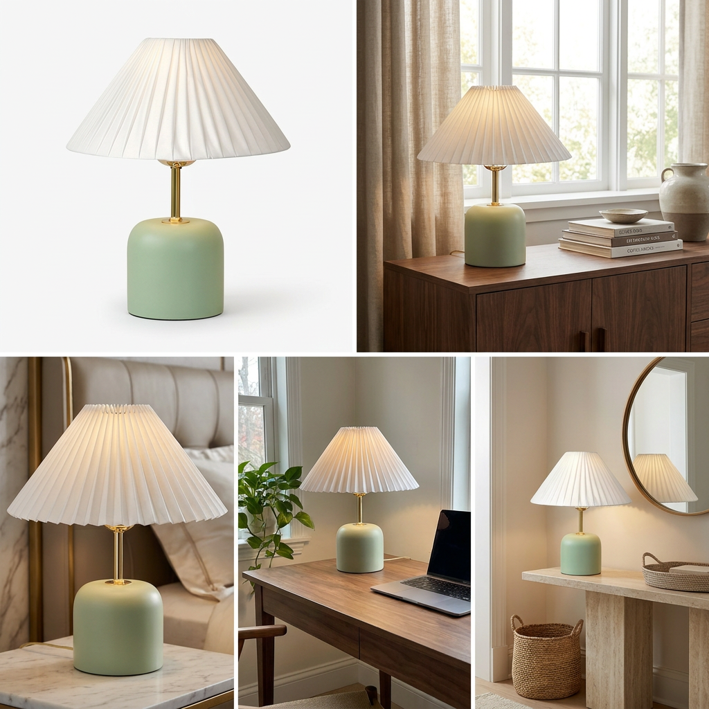 Tide Burst Ceramic Table Lamp with Fabric Shade lifestyle image - Higgsfield lux20v1 - a18