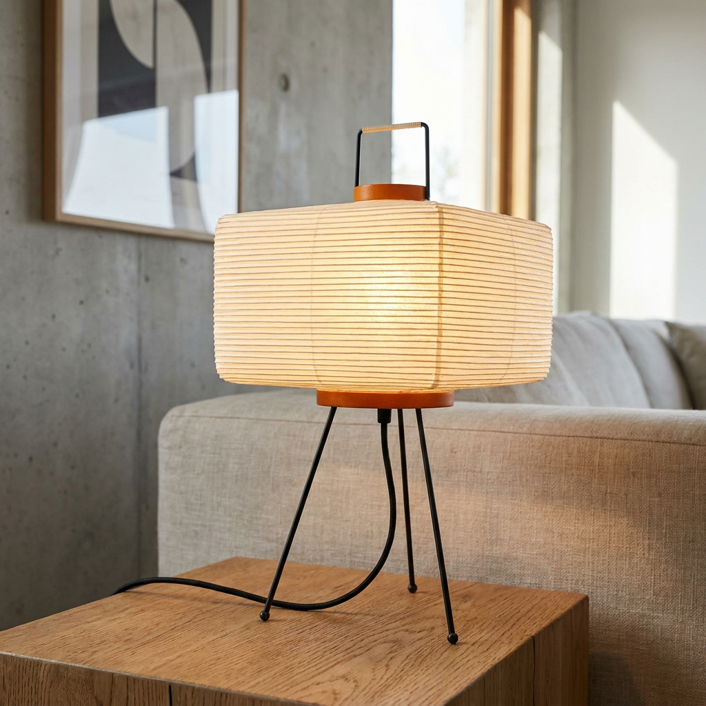 Japandi Paper Elegance Table Lamp lifestyle image - Higgsfield lux20v1 - a4