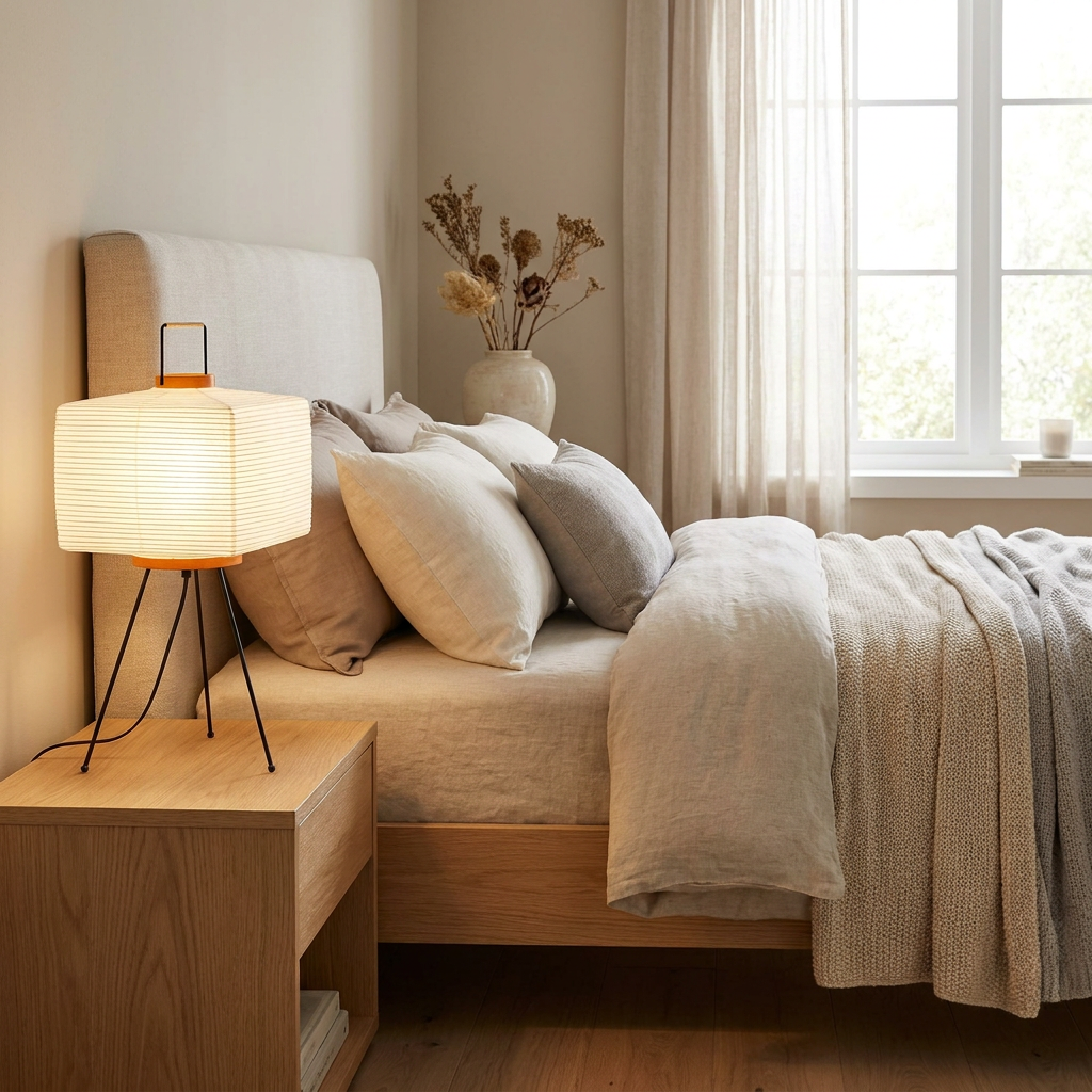 Japandi Paper Elegance Table Lamp lifestyle image - Higgsfield lux20v1 - a8